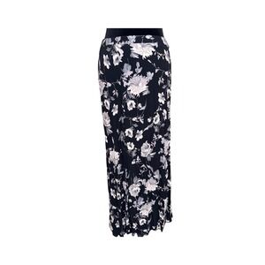 Wild Fable Black White Floral Maxi Skirt Rayon Elastic Waist Boho Women Small
